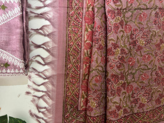 Linen cotton salwar suit with digital printed dupatta and matching bottom|LNCP01