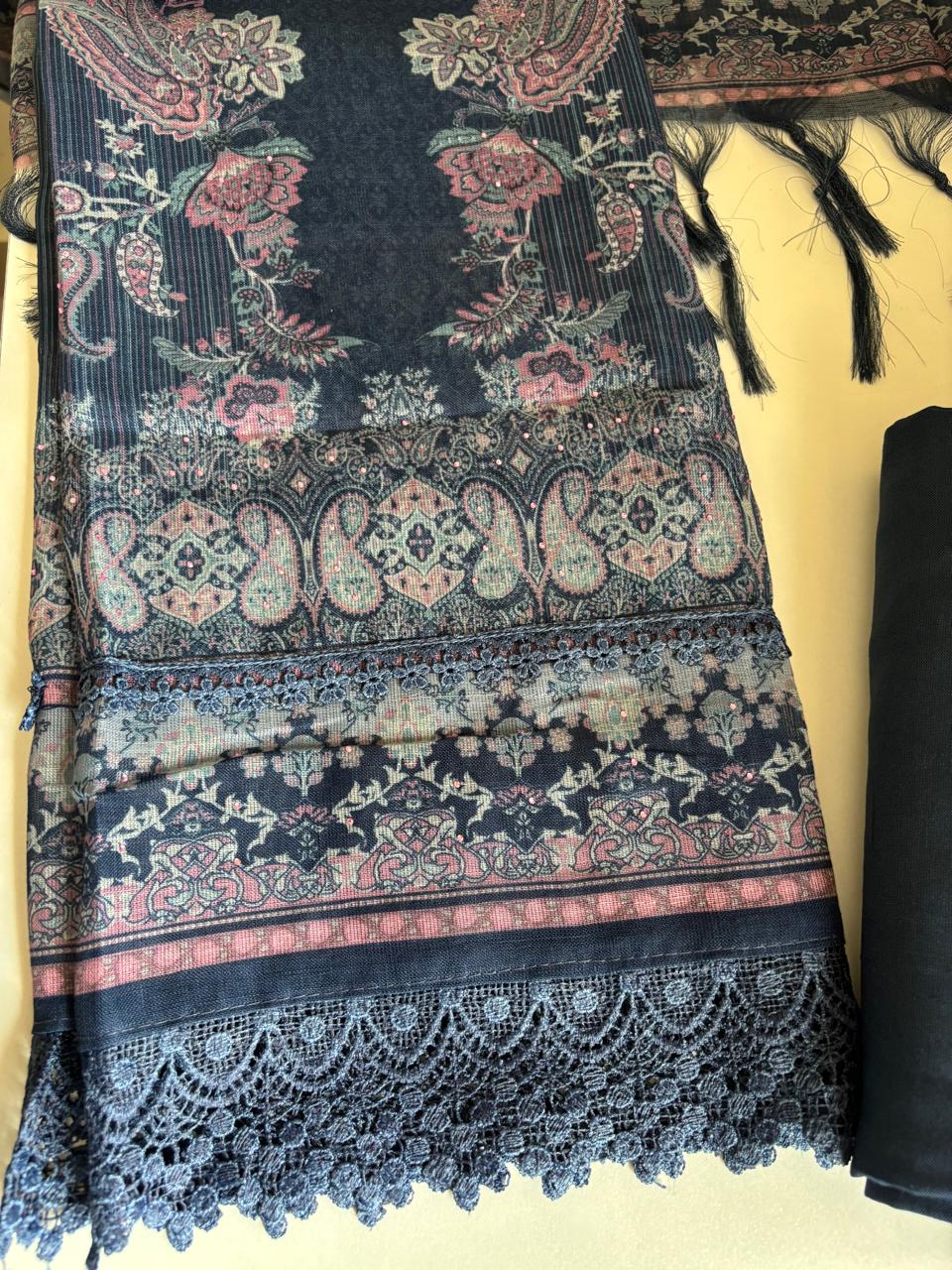 Linen Cotton Karachi Style Salwar Suit with Digital Printed Dupatta & Matching Bottom|LNCK