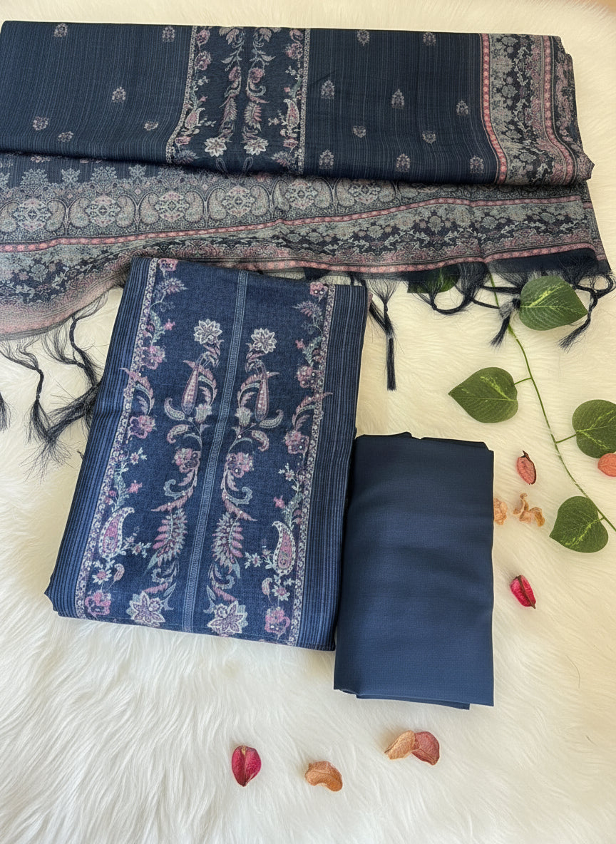 Linen Cotton Karachi Style Salwar Suit with Digital Printed Dupatta & Matching Bottom|LNCK