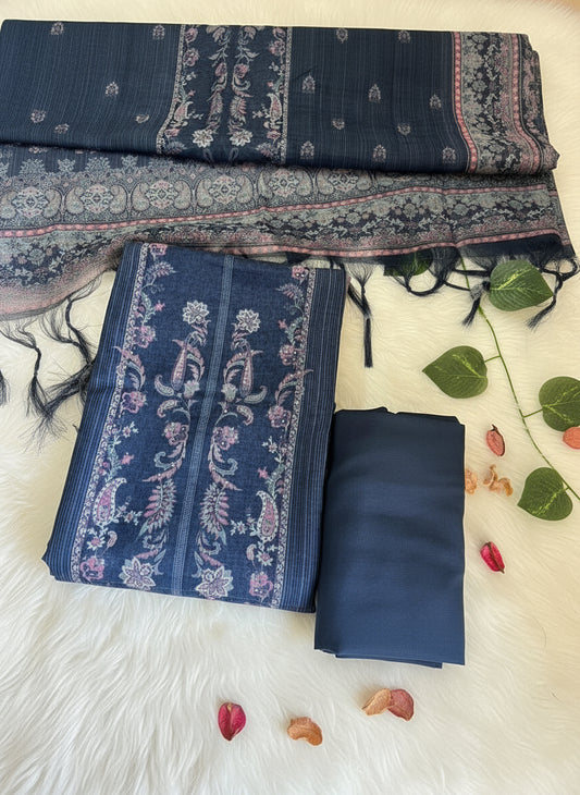 Linen Cotton Karachi Style Salwar Suit with Digital Printed Dupatta & Matching Bottom|LNCK